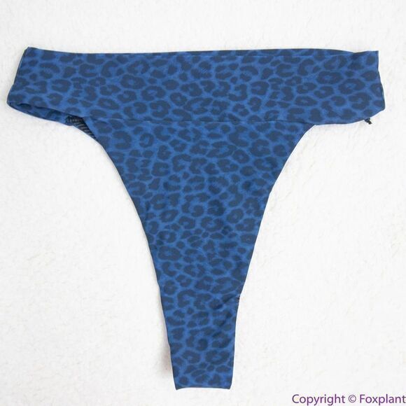 NEW Acacia Mateo bikini bottom leopard animal print blue Amur, L - Picture 2 of 16